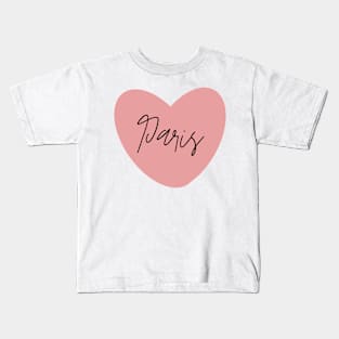 Paris Pink Heart Kids T-Shirt